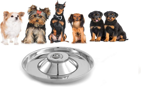 Puppy Bowls for Litter, 2 Stainless Steel Puppy Feeding Bowls, 11.5'' Food Feeding Weaning Bowl for Small Medium Pets