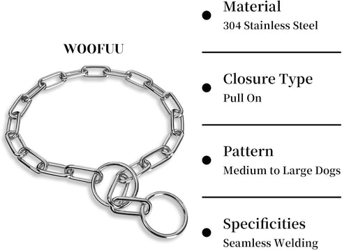 Silver Dog Chain Collar, Heavy Duty Chew Proof Stainless Steel Long Link Fur Saver Training Collar for Small Medium Dogs