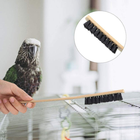 3PCS Bird Cage Cleaning Brush with Long Handle Wooden for Parrots by Zerodis