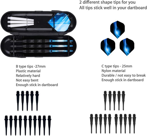 Professional Soft Tip Darts Set - 20 Grams, 30 Darts Plastic Tip, 50 Rubber O-Rings, Aluminum Shafts, 6 Flights,