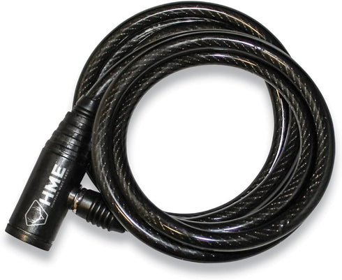 HME Self-Coiling 6-Foot Protective Hunting Tree Stand Cable Lock, Durable and Reliable, 2 Keys Included