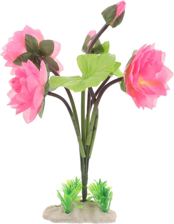 Coffee Shop Decor - Artificial Aquarium Lotus Fake Flower for Fish Tank, Floral Decorations, Small Aquarium Supply