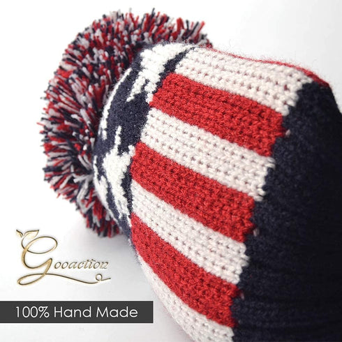 GOOACTION 3PCS Knitted Golf Head Covers 1-3-5 for Driver and Fairway Woods, Vintage Red Stars and Stripes