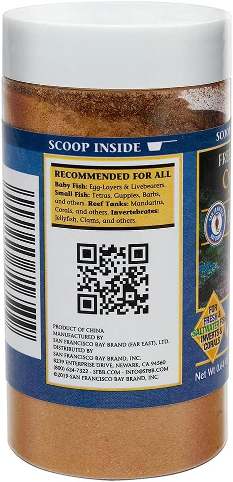 San Francisco Bay Brand Freeze-Dried Cyclops Fish Food - Protein-Rich for Reef Tanks & Invertebrates, 0.64oz