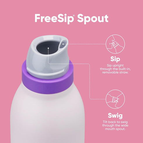 24-oz, Owala FreeSip Twist Insulated Stainless Steel Water Bottle with Straw for Sports and Travel, BPA-Free