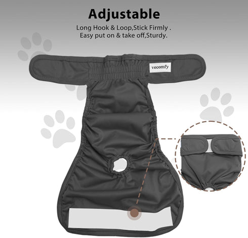 Dogs,(4 Pack) Vecomfy Reusable Female Dog Diapers for Small Easy Absorbent Puppy Diapers for Peeing,in Heat,Doggie