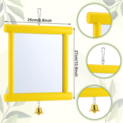 10.6 10 Inch (1pcs, Sadnyy Chicken Mirror Toys Extra Large x Big Hanging Swing Mirror with Bell Wooden Pecking Toy