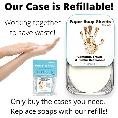Backpacking (50 BORSALI Paper Soap Sheets for Traveling - Portable Paper Hand Soap for Hiking, Camping, Public
