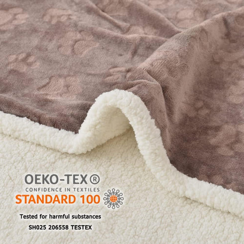 Qeils Dog Blankets for Small Dogs, Waterproof Cat Blanket, Washable Sherpa Fleece Puppy Blanket, 30"X40", Taupe