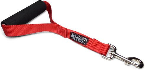 Leash Boss Traffic Handler - Short Dog Leash with Traffic Handle for Large Dogs, Great for Training (12 in, Red)
