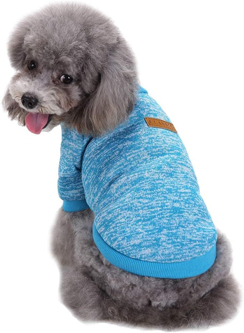 Jecikelon Dog Sweater for Small Dogs, Soft Winter Clothing, Warm Outfit (Light Blue, M)
