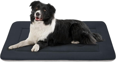 JoicyCo Dark Gray Soft Dog Crate Pad Mat for Medium/Large Dogs, Non-Slip Bottom Washable