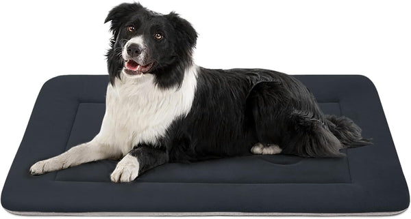 JoicyCo Dark Gray Soft Dog Crate Pad Mat for Medium/Large Dogs, Non-Slip Bottom Washable