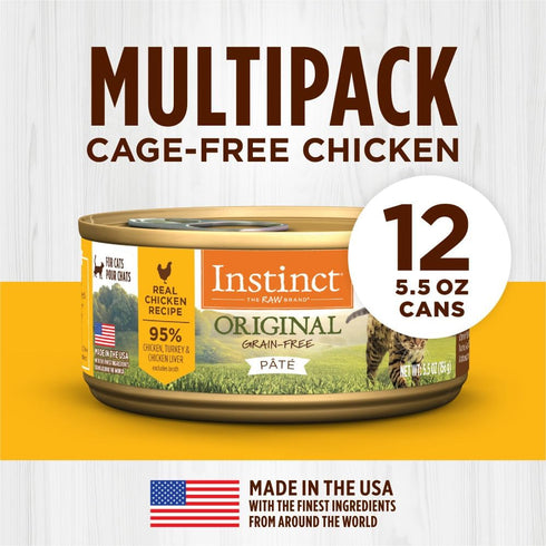Instinct Original Grain Free Wet Canned Cat Food, Real Chicken Recipe, 5.5 Ounce, Pack of 12