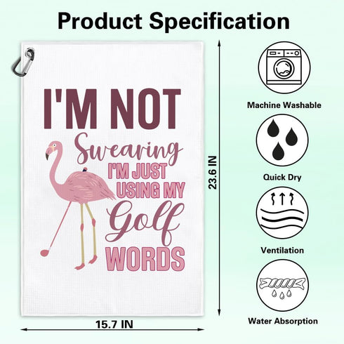 I'm Just Using My Golf Words Funny Printed Microfiber Towel with Clip, Cute Golf Gifts for Women