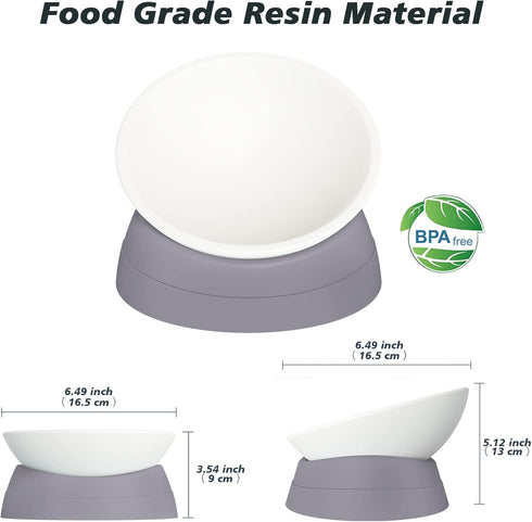 Adjustable Elevated Cat Food Bowls, Anti-Slip and Anti-Noise Raised Cat Dish Protecting Pet’s Spine, Thickened Plastic
