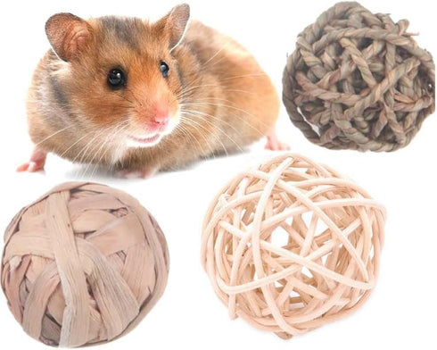 Natural Chew Activity Toys Chew Grass Balls and Rolling Chew Toys for Bunny, Improve Pets Dental Health for Rabbit, Chinchilla Pet Supplies (Water Hyacinth)