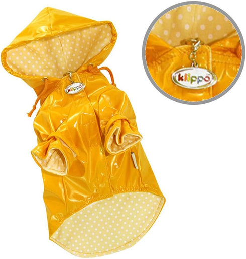 KLIPPO Waterproof Jacket/Raincoat/Rain Gear for Small Breeds, Dog/Puppy Splashing Whale with Cotton Lining (Large)