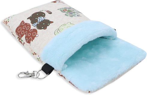 Wontee Small Pet Sleeping Pouch - Sleep Bag Warm Bed Hideout for Hamsters, Hedgehogs, Sugar Gliders, Squirrels, Pink Cat