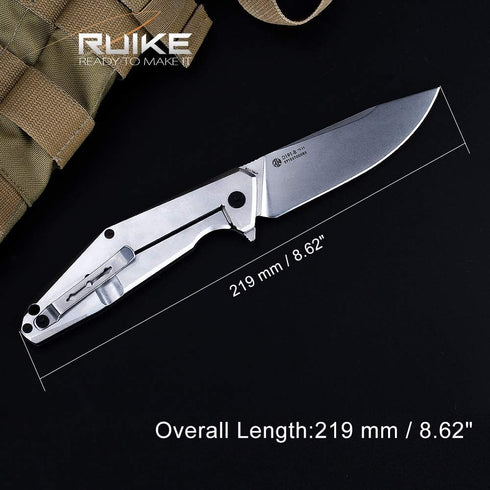 Ruike Folding Pocket Knife, Frame Lock, EDC Camping Tactical Small Belt Clip Fishing Hiking Gear Tool