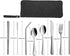 VANDBAO Portable Travel Utensils, 9 Pieces Reusable Silverware Set with Case, Stainless Steel Flatware for Camping