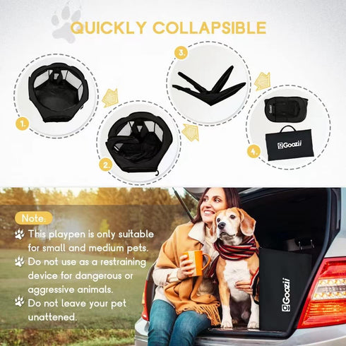 GOOZII Portalble Puppy Playpen Indoor for Small Dogs, Pet Dog Play Pens Kennel Crate with Top Cover Floor Door Enclosed