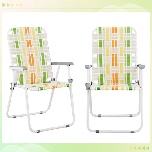 Set 2 Backpack of Folding Beach Chairs,Patio Lawn Webbed Folding Beach Chairs, Outdoor Patio Lawn Foldable Chairs