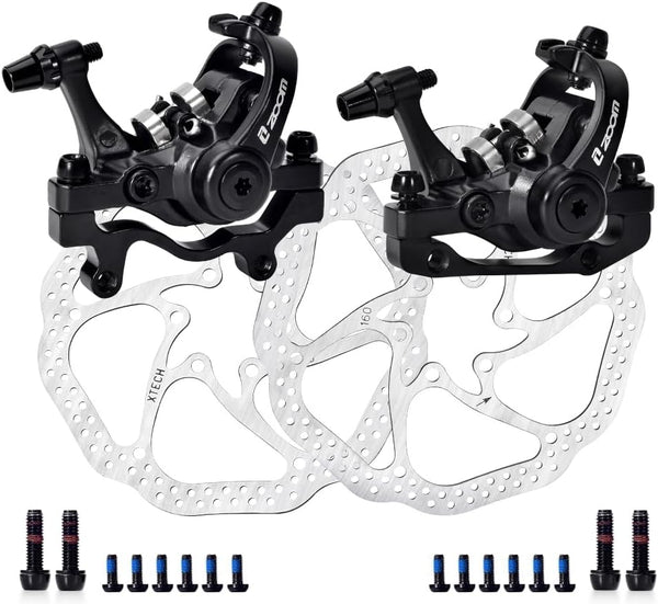 ZOOM DB680 1 Pair MTB Disc Brake Set, Mechanical Disc Brake Kit with 160mm Rotor for Mountain and Road Bikes