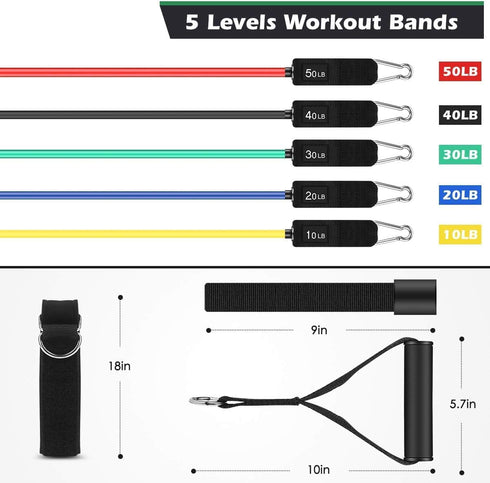 WHATAFIT Resistance Bands for Working Out, Exercise Bands with Handles for Men and Women Fitness