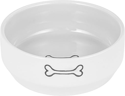 Ceramic Dog Bowls - Pet Feeding Bowls for Cats and Small Dogs, 20 oz (6.5" Blue/White)