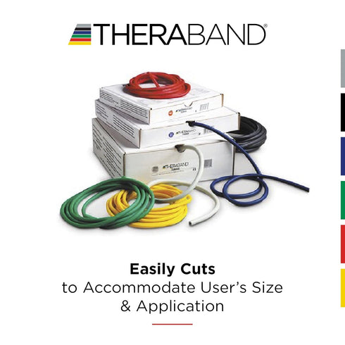 THERABAND Resistance Tubes, Professional Latex Elastic Tubing with Hard Handles, 48 Inch, Red, Medium, Level 3 for