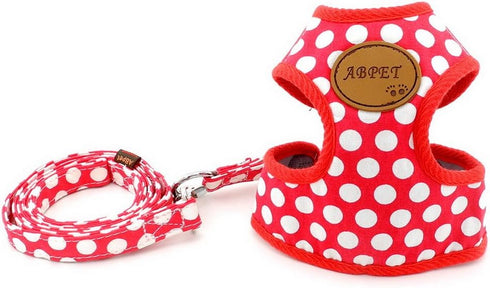 SELMAI Small Dog Harness Vest Leash Set, Polka Dot/Camo Mesh, No Pull Leads for Puppy Pet Cat