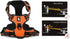 Soft Front Dog Harness, Best Reflective No Pull Harness with Handle and 2 Leash Attachments in Orange