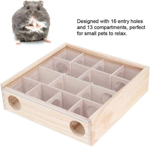 Interactive Wooden Hamster Maze Toy with Organic Glass