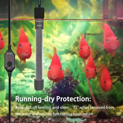 Adjustable Mini Aquarium Heater, 200W Submersible Small Fish Tank Heater with Digital Display
