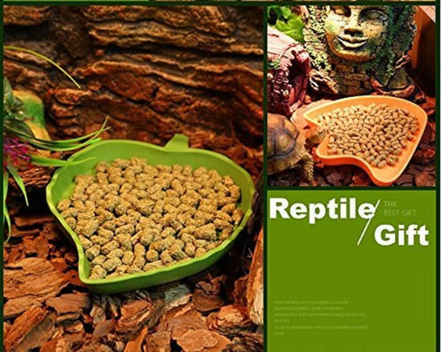 2 Pack Leaf Reptile Food and Water Bowl for Pet Aquarium Ornament Dish for Lizards Tortoises