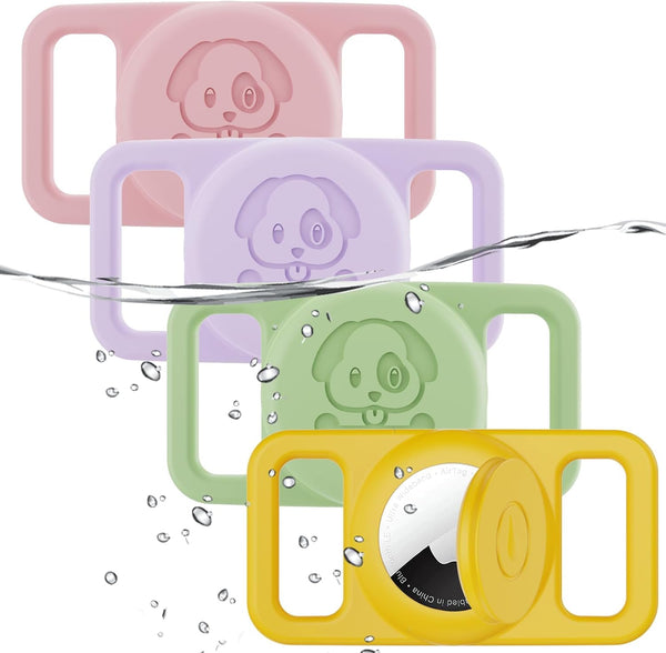 4 Pack Waterproof AirTag Dog Collar Holder, Silicone Hidden Loop for Apple AirTag Tracker, Anti-Lost Accessories