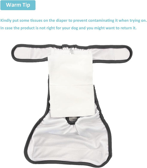 Avont 3 Pack Washable Female Dog Diapers, Premium Reusable Doggie Period Panties, Large, Black