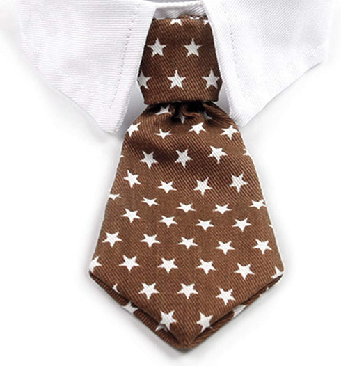ZTON Handcrafted Adjustable Bowtie for Little Puppy, Formal Collar Neck Tie for Dogs & Cats (S, Coffee Star)