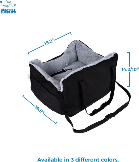 25 lbs 21 20 14 Best Pet Supplies Elevated Dog Car Seat for Small Dogs, Booster Seat with Safety Tether & Storage
