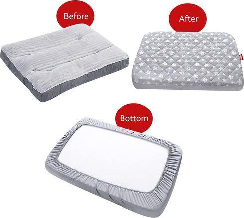 Dog Bed Covers Replacement, Washable Waterproof Pet Hair Easy to Remove, Lovely Grey Star Print, 16x25 Inches, Cover