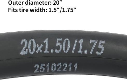 RUTU 20 inch Bike Tube, 20x1.125/1.50/1.75/2.50/3.0/3.5/4.0 with Installation Accessories, 2 Pack Bicycle Tube