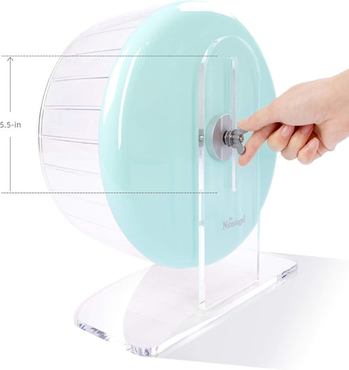 Niteangel Super-Silent Hamster Exercise Wheels - Quiet Spinner with Adjustable Stand for Small Animals (L, Mint Green)