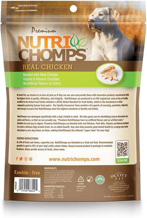 NutriChomps Dog Chews, 6-inch Twists, Easy to Digest, Long Lasting, Rawhide-Free Dog Treats, 15 Count, Real Chicken flavor