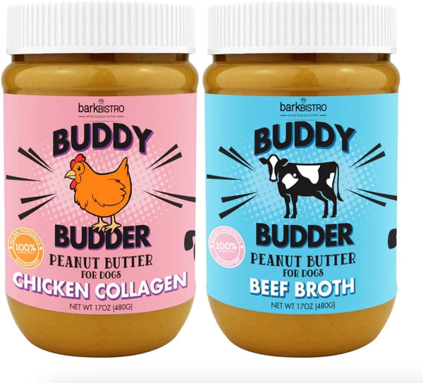 BUDDY BUDDER Beef Broth, 100% Natural Dog Peanut Butter, Healthy Peanut Butter,