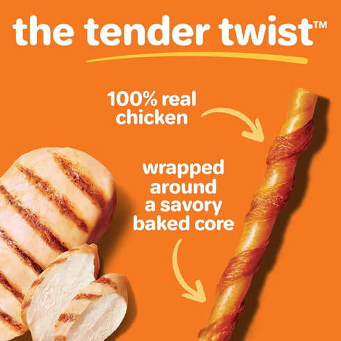 36 Count Hartz Oinkies Tender Twists with Real Chicken Breast Rawhide-Free Dog Treats, Highly Digestible Dog Chews