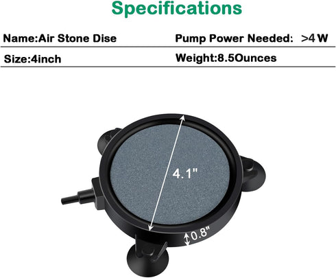 AQUANEAT 4 inch Aquarium Air Stone Disc, Aerator Bubble Diffuser for Fish Tanks, Hydroponics, and Ponds