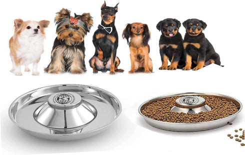 Puppy Bowls for Litter, 2 Stainless Steel Puppy Feeding Bowls, 11.5'' Food Feeding Weaning Bowl for Small Medium Pets
