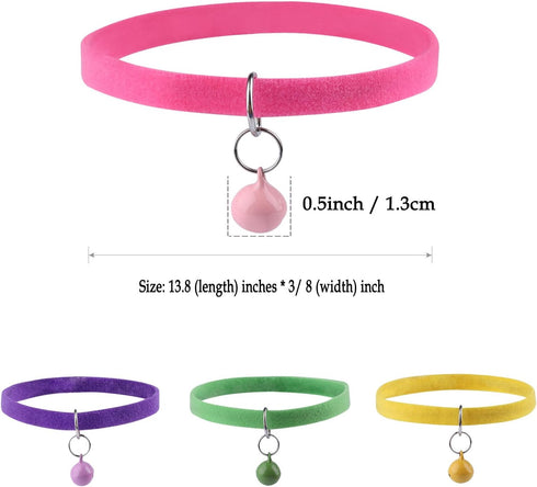 Whaline 15pcs Double Side Soft Plush Puppy ID Collars with Bells for Dog and Cat