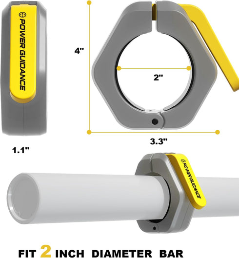POWER GUIDANCE Barbell Collars, 2 Inch Olympic Barbell Clips, Non-Slip Quick Release Clamps for Weightlifting